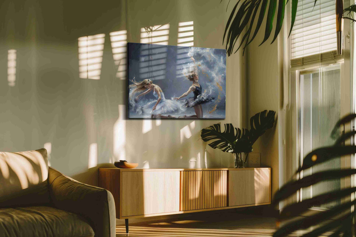 Whispers of the Dance dancing canvas print in a contemporary interior mockup