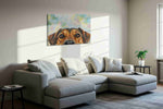 Canine Curiosity dogs canvas print, displayed in a living room