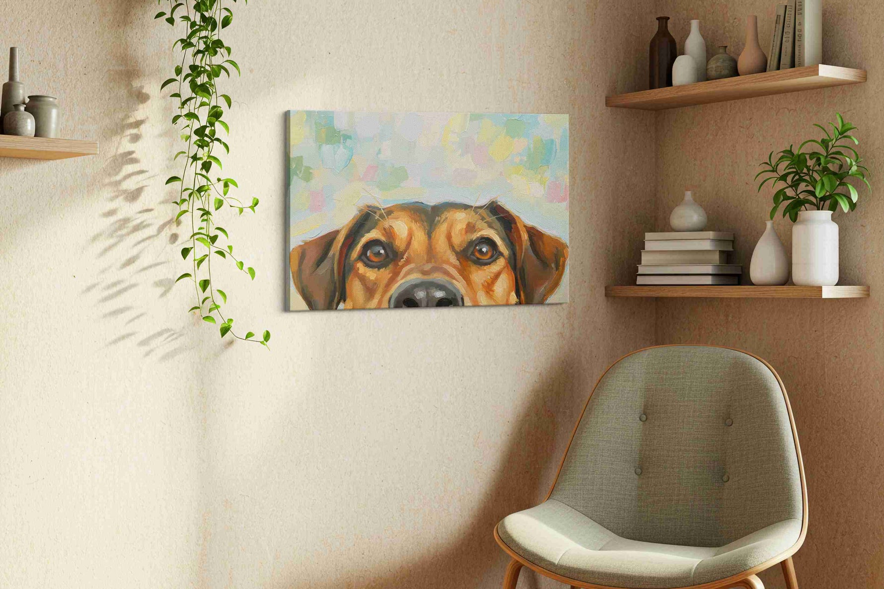 Canine Curiosity – dogs canvas wall art, gallery-wrapped, ready to hang