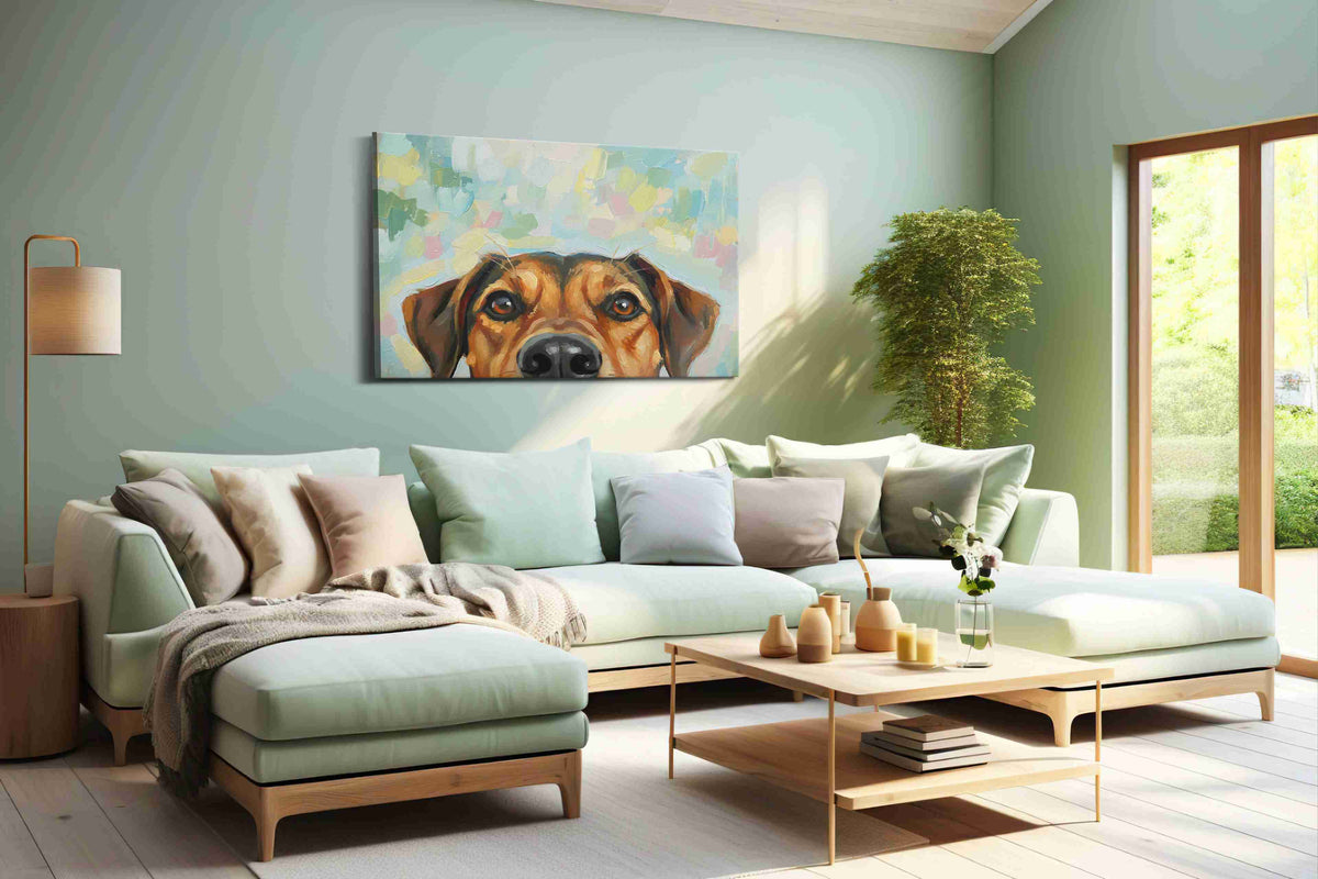 Canine Curiosity dogs canvas print, hanging on wall