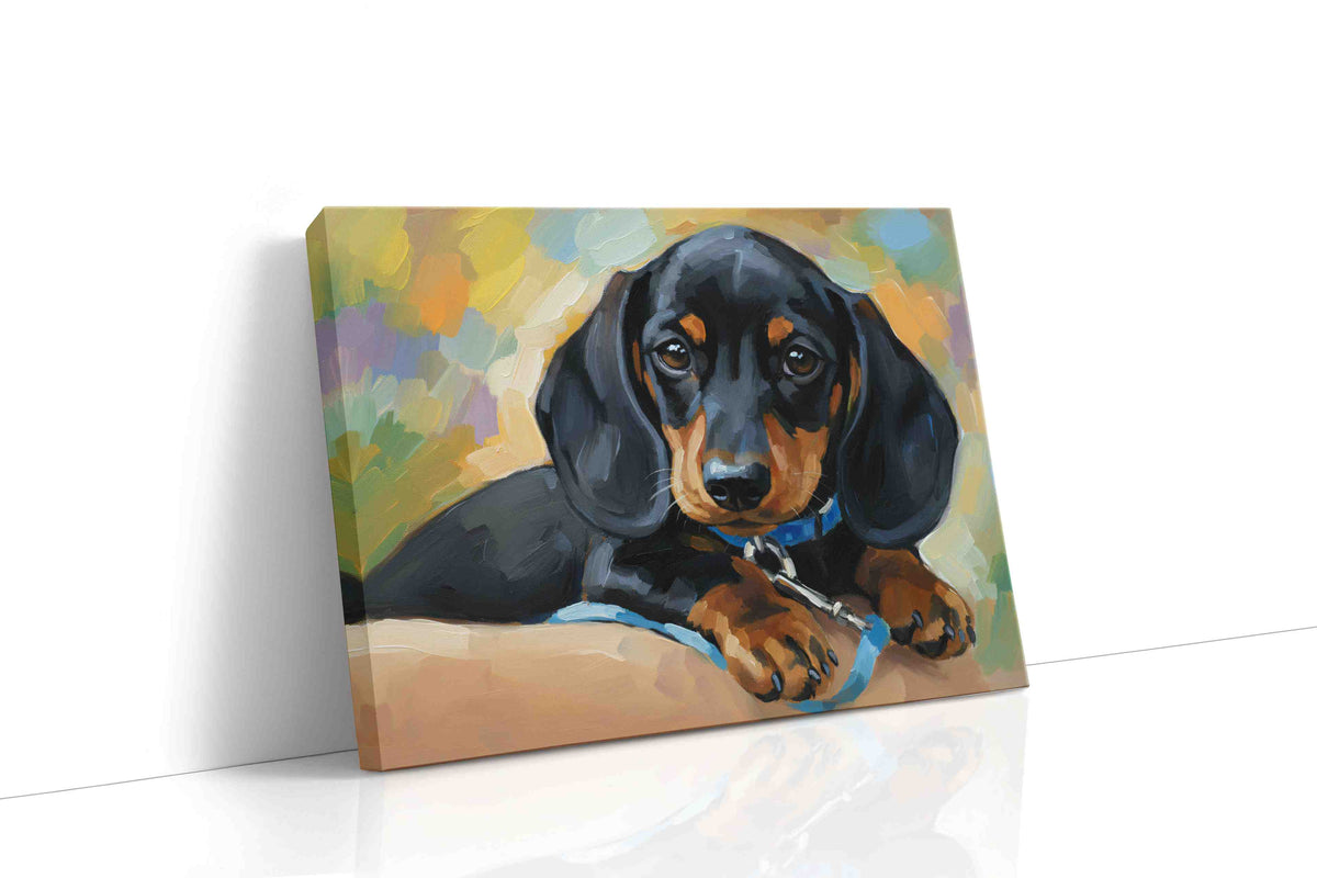 Dachshund Dreams dogs canvas print gallery-wrapped landscape canvas studio shot