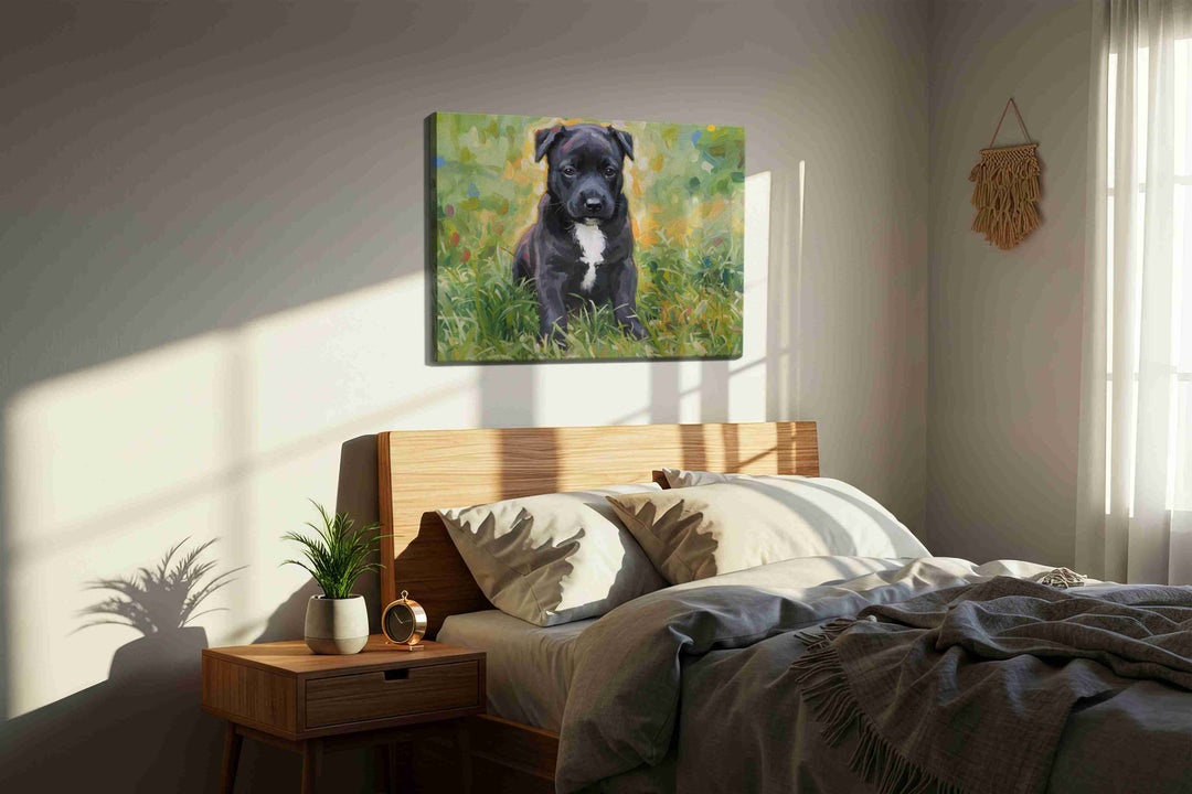 Innocence in the Meadow – dogs canvas wall art, gallery-wrapped, ready to hang