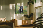 Innocence in the Meadow dogs canvas print in a hung canvas mockup