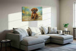 Puppy Whimsy dogs canvas print in a living room scene