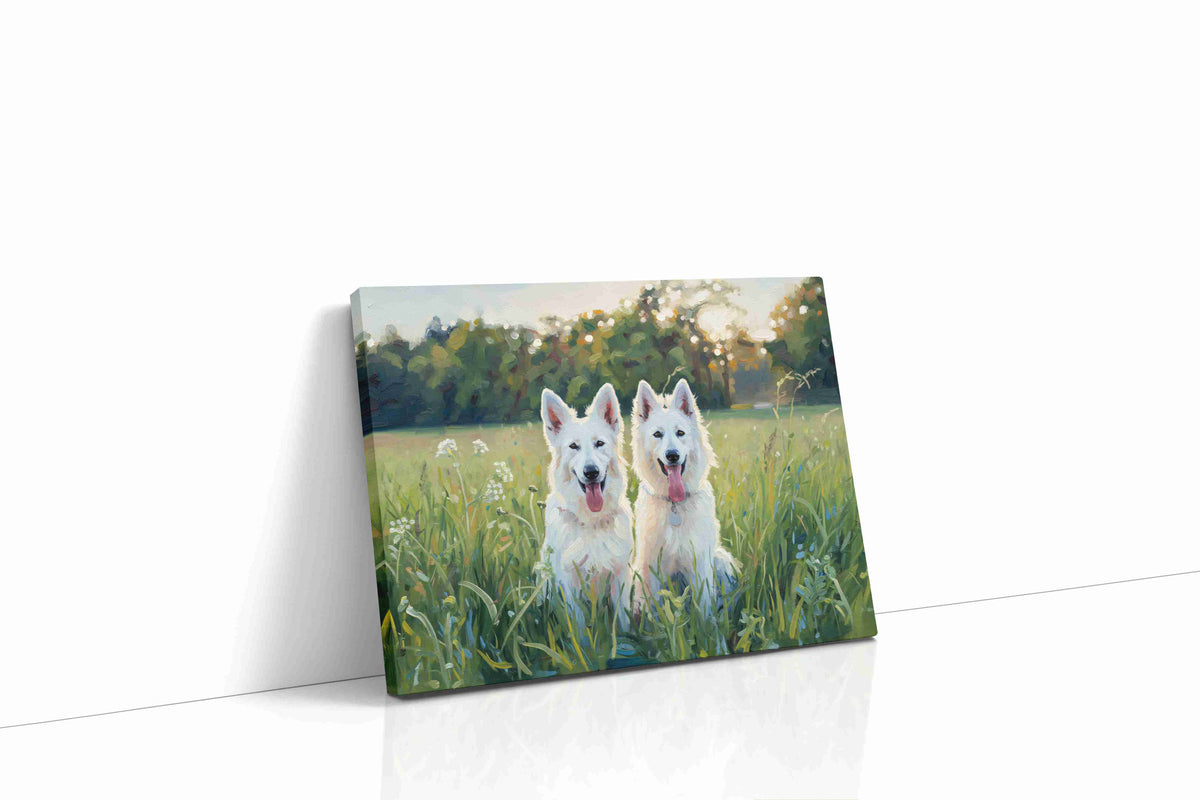 Whimsical Canine Companions dogs canvas print, gallery-wrapped, ready to hang