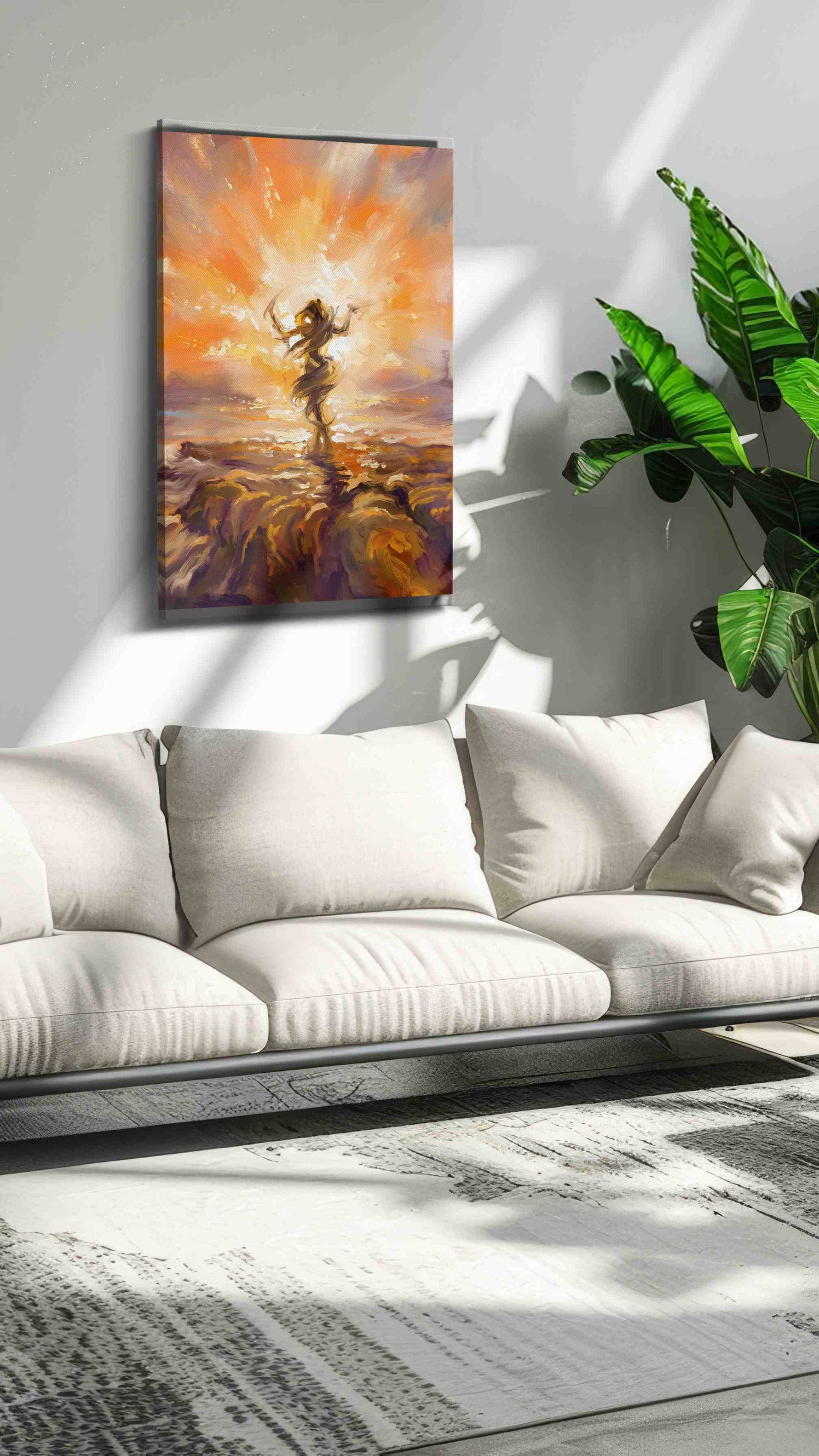 Dancing in the Sunrise landscape canvas print, on wall, lifestyle preview