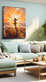 Dancing in the Sunrise landscape canvas print, hanging on wall