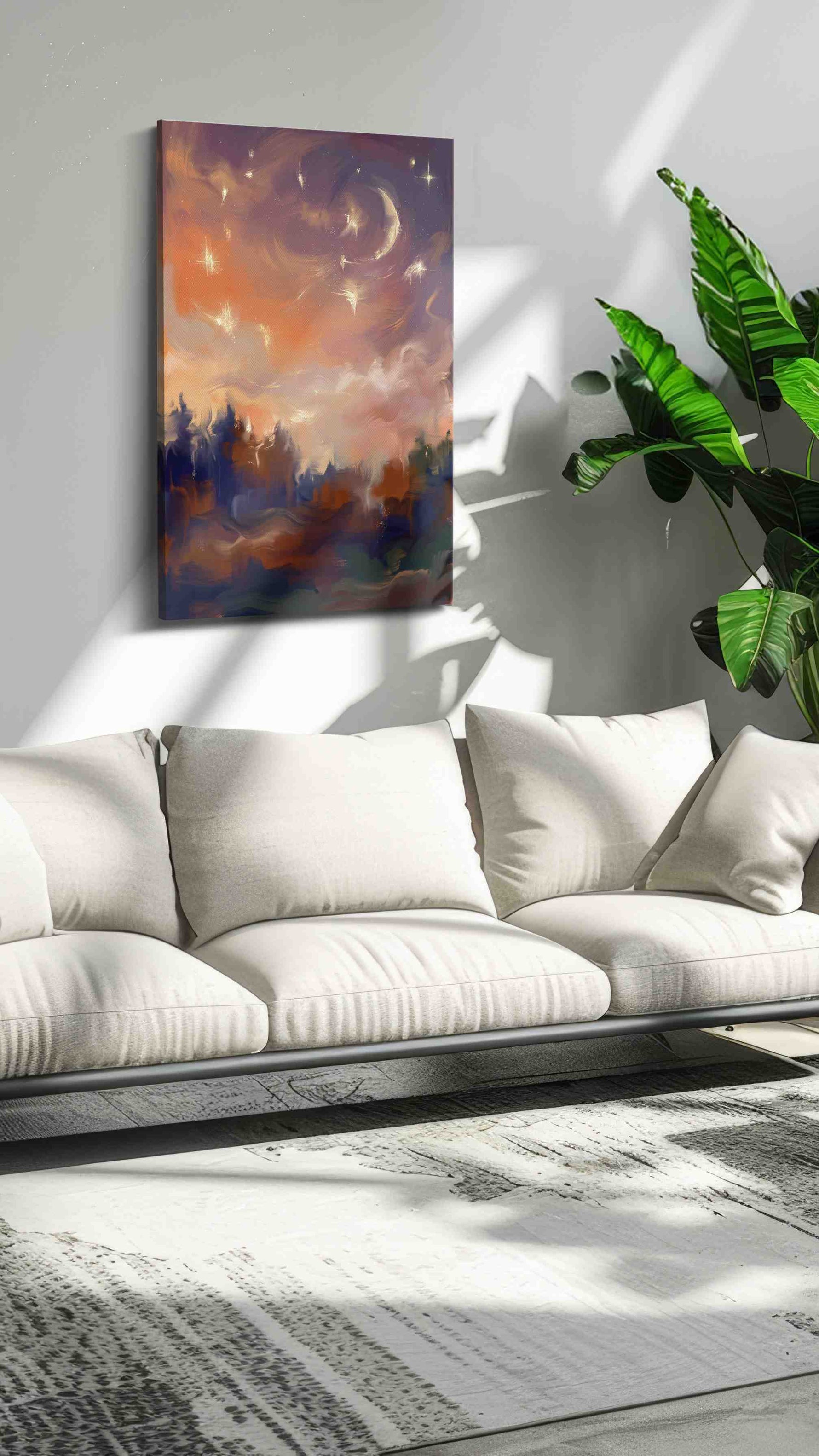 Whispers of the Cosmic Forest landscape canvas print, hanging on wall