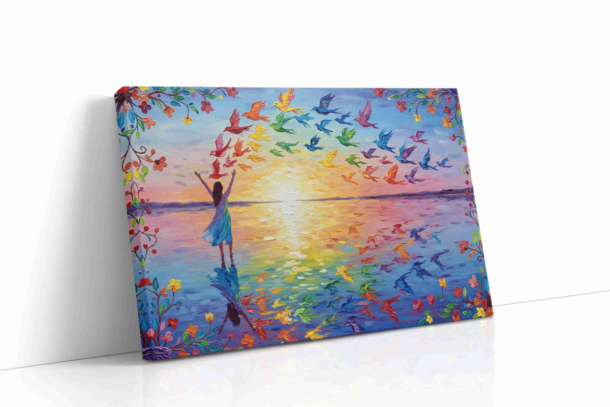 Wings of Dawn birds canvas print gallery-wrapped landscape canvas studio shot