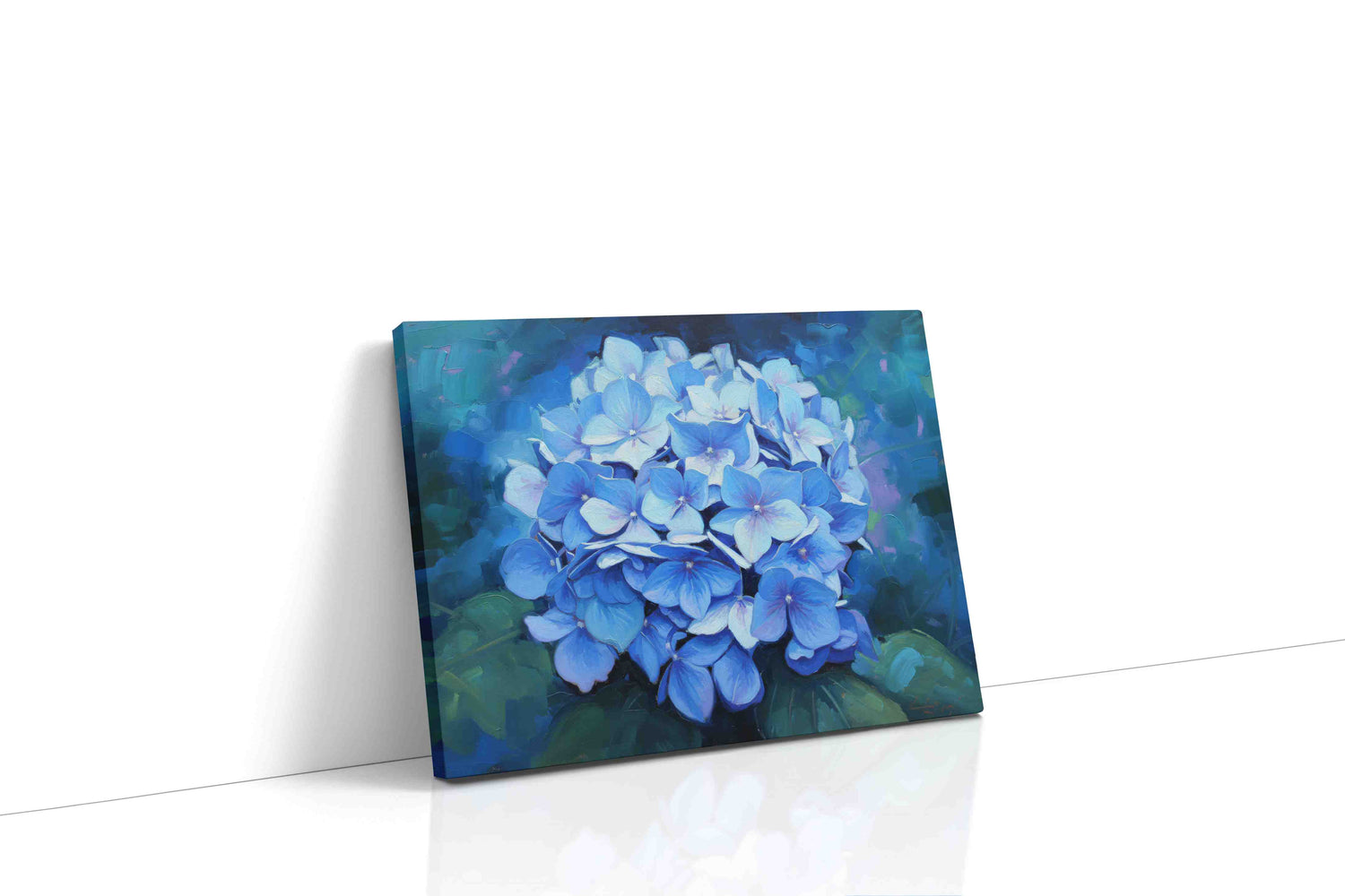 Azure Symphony floral canvas print, gallery-wrapped, ready to hang