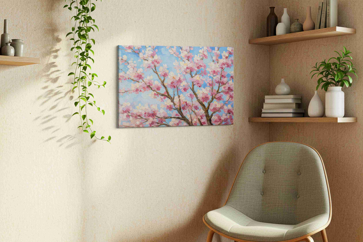 Blossom Symphony floral canvas print in a living room scene