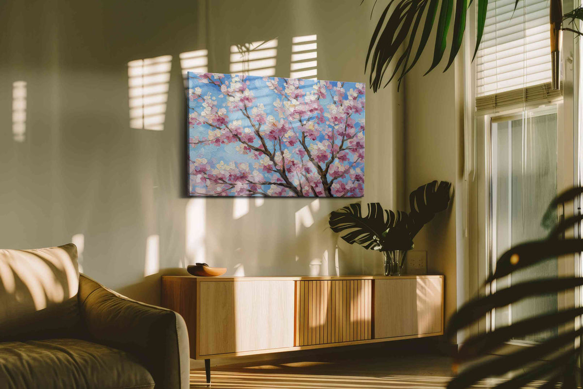 Blossom Symphony floral canvas print, on wall, lifestyle preview
