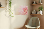 Blossom's Whispers floral canvas print, displayed in a living room