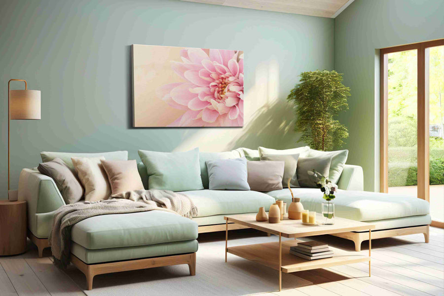 Blossom's Whispers floral canvas print, hanging on wall