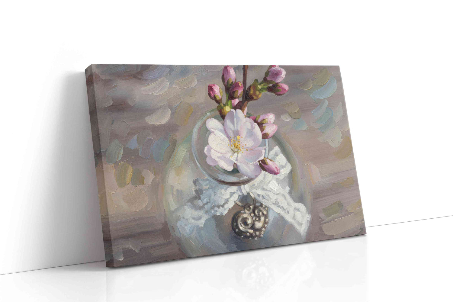 Blossoms in Glass Serenity floral canvas print, gallery-wrapped, ready to hang