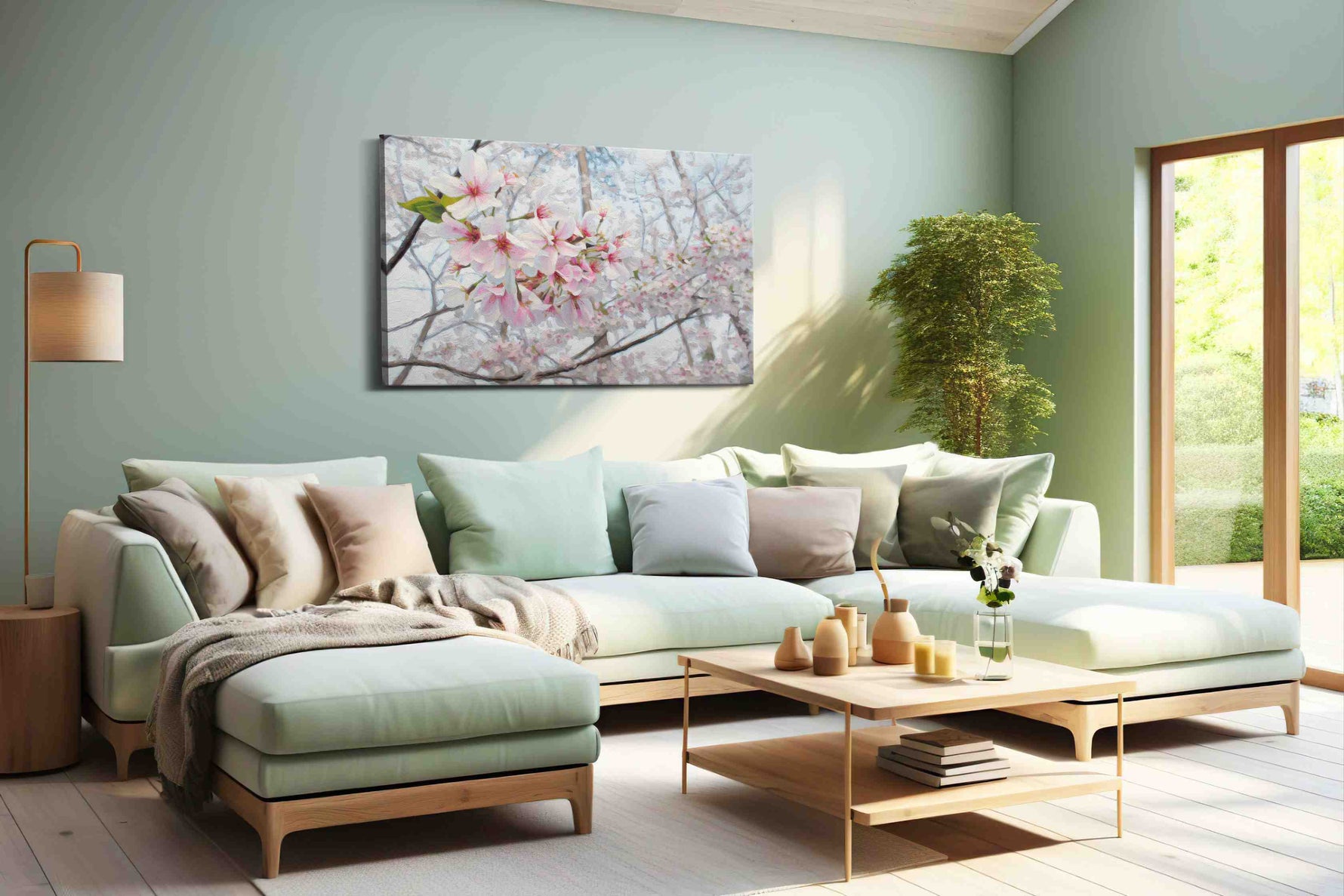 Blossoms of Serenity III floral canvas print, hanging on wall