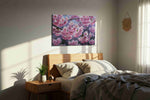 Blossoms of Serenity V floral canvas print, displayed in a bedroom