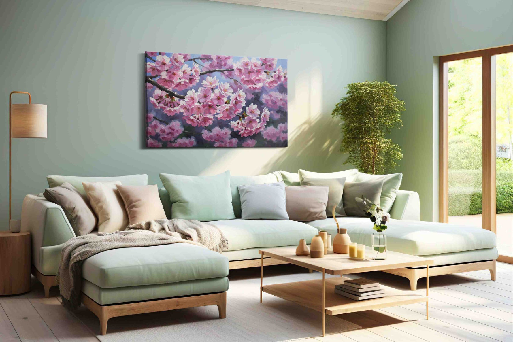 Blossoms of Serenity V floral canvas print, hanging on wall