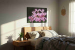 Blush of Blooming Petals floral canvas print, displayed in a bedroom