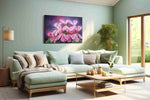Blush of Twilight Petals floral canvas print, hanging on wall