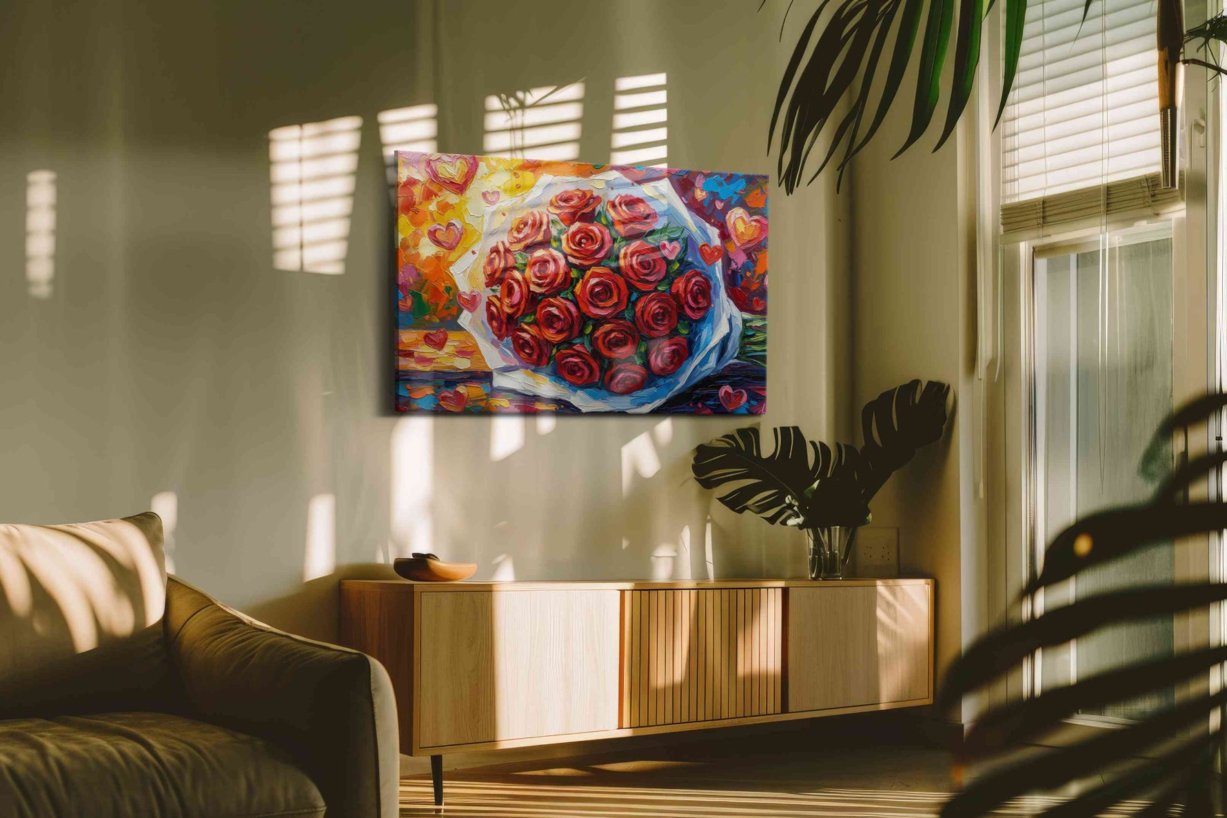 Bouquet of Eternal Blossoms floral canvas print in a hung canvas mockup