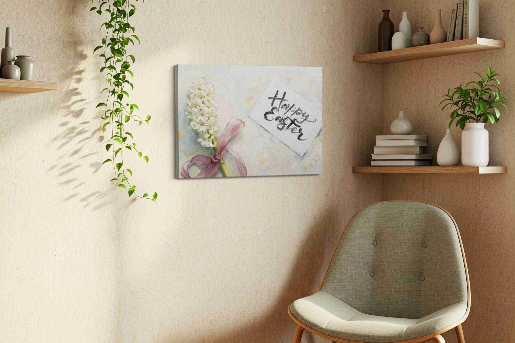 Easter Blossom Joy spring canvas print in a living room scene