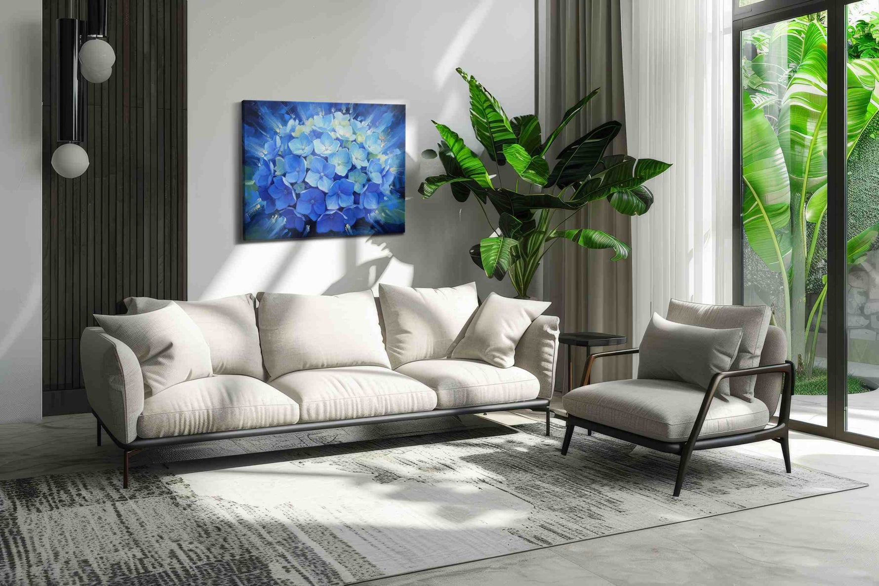 Ethereal Blue Blossoms floral canvas print, on wall, lifestyle preview