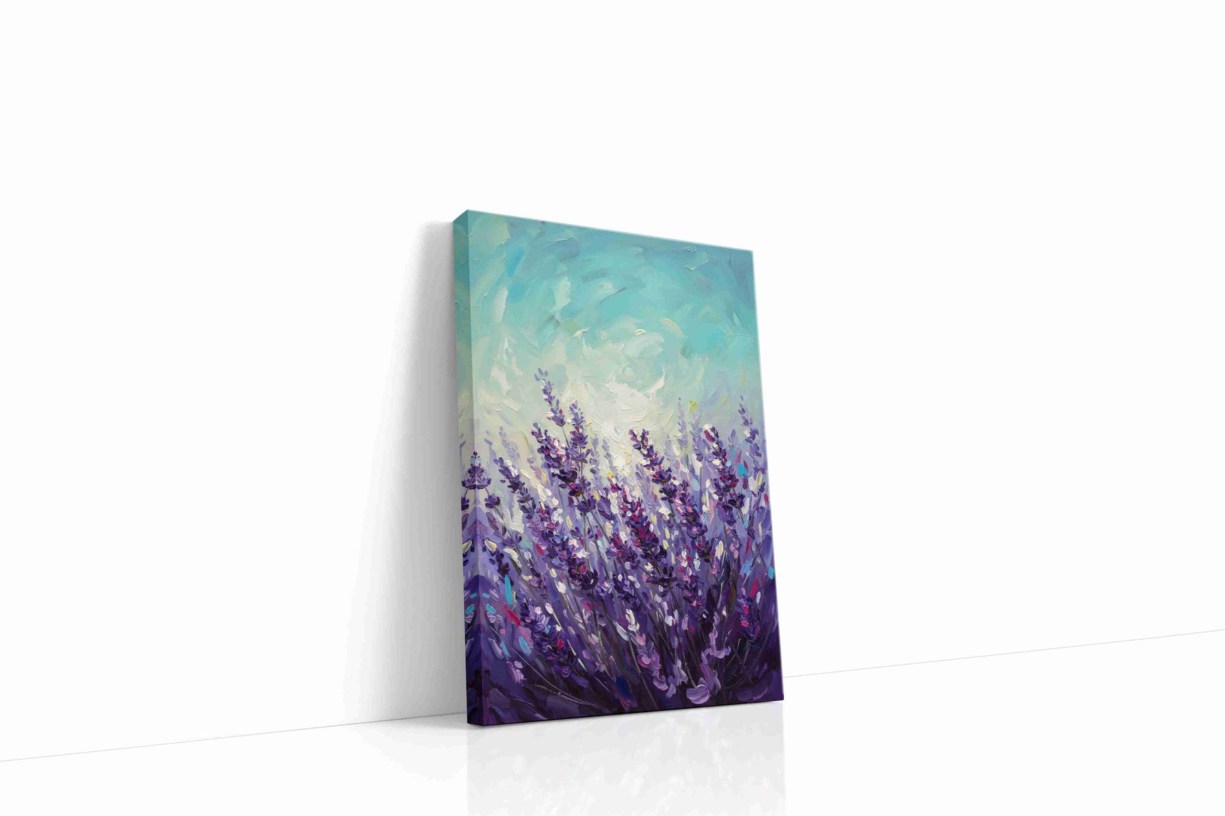 Lavender Dreams in Azure Sky floral canvas print, gallery-wrapped, ready to hang