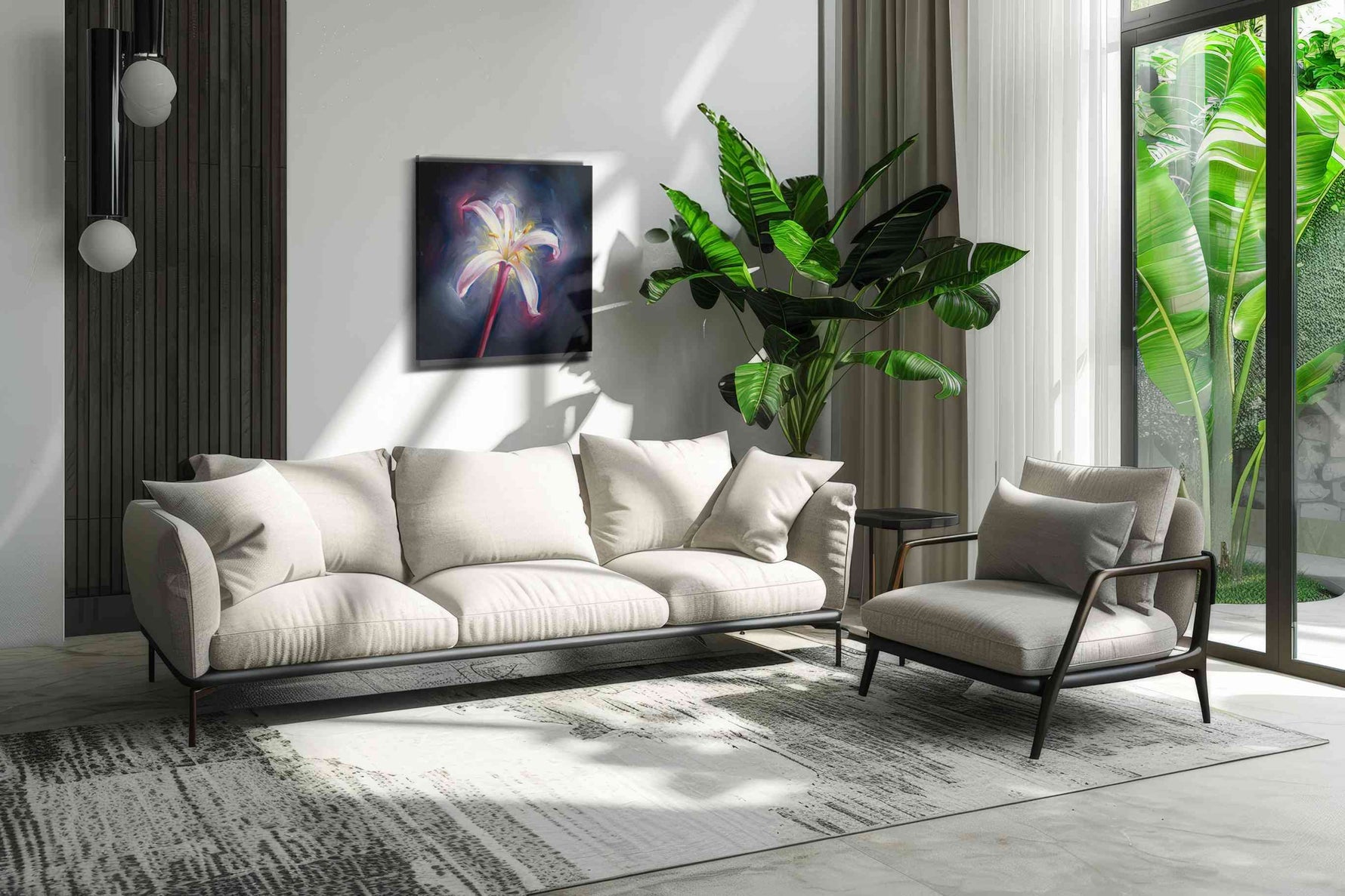 Luminous Lily Radiance floral canvas print, on wall, lifestyle preview