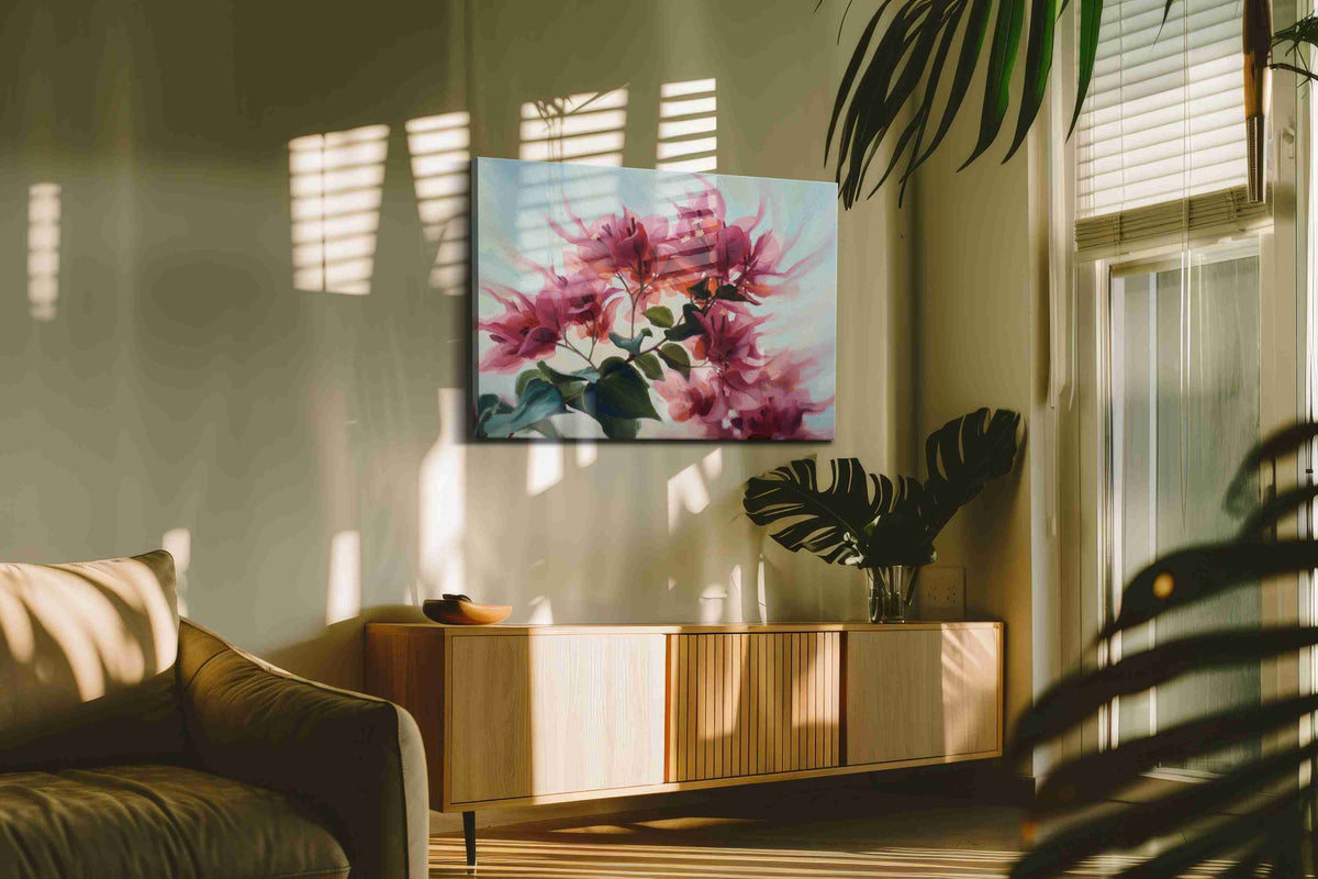 Radiant Blooms in Light floral canvas print, on wall, lifestyle preview