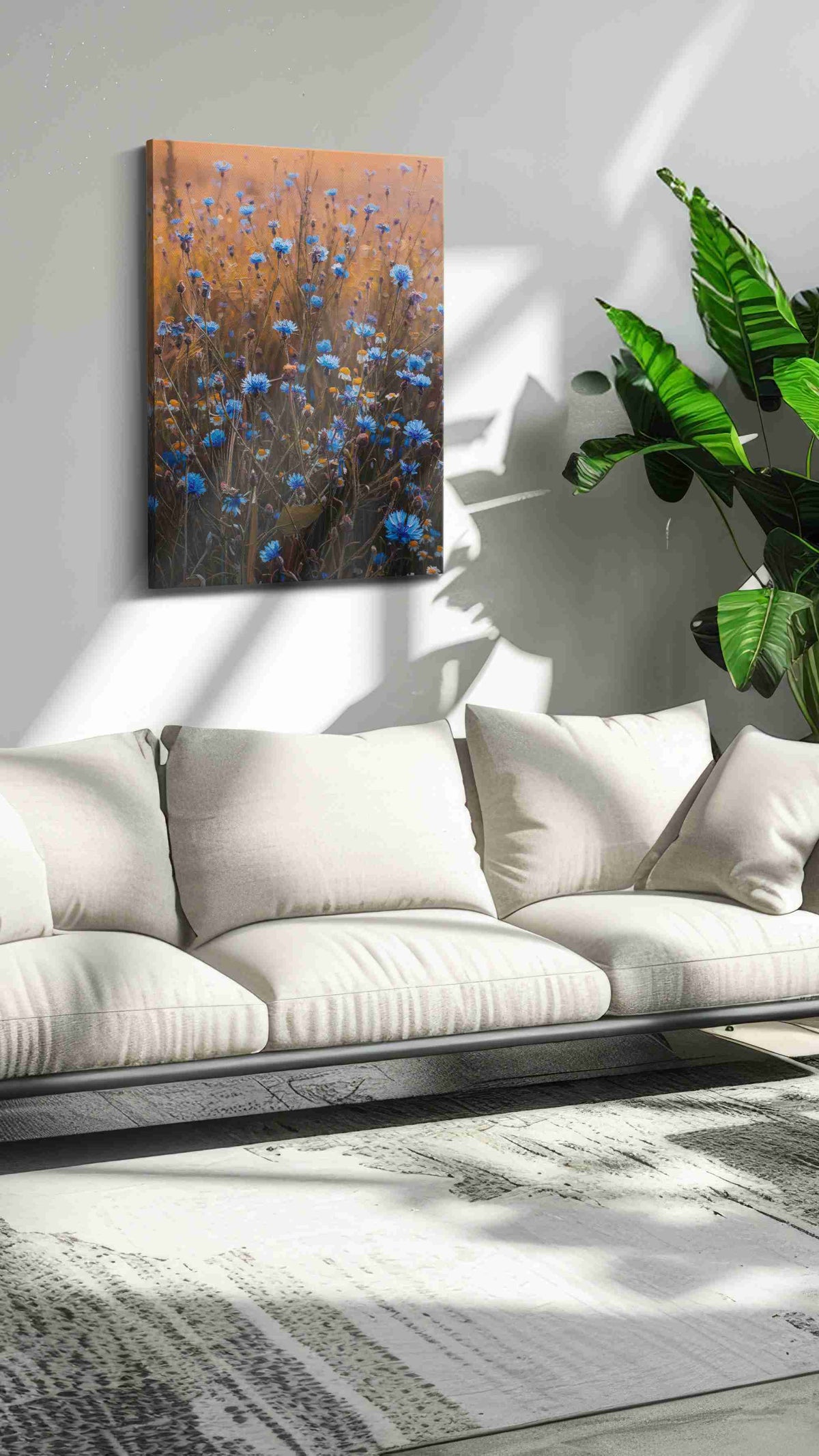 Twilight Meadow Symphony floral canvas print, on wall, lifestyle preview