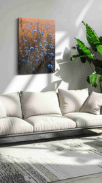 Twilight Meadow Symphony floral canvas print, on wall, lifestyle preview