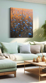 Twilight Meadow Symphony floral canvas print, hanging on wall