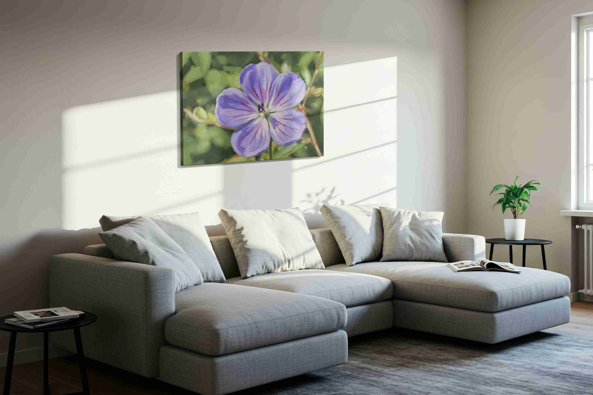 Whisper of the Bloom floral canvas print in a living room scene