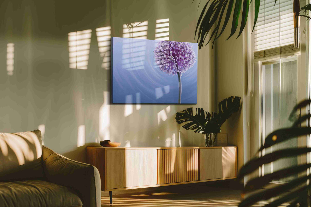 Whispers of Lilac Serenity floral canvas print, hanging on wall