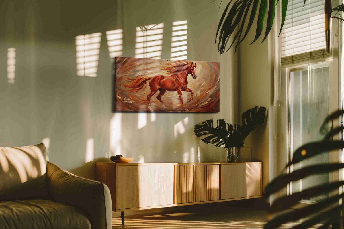 Flame-Hued Gallop – horses canvas wall art, gallery-wrapped, ready to hang