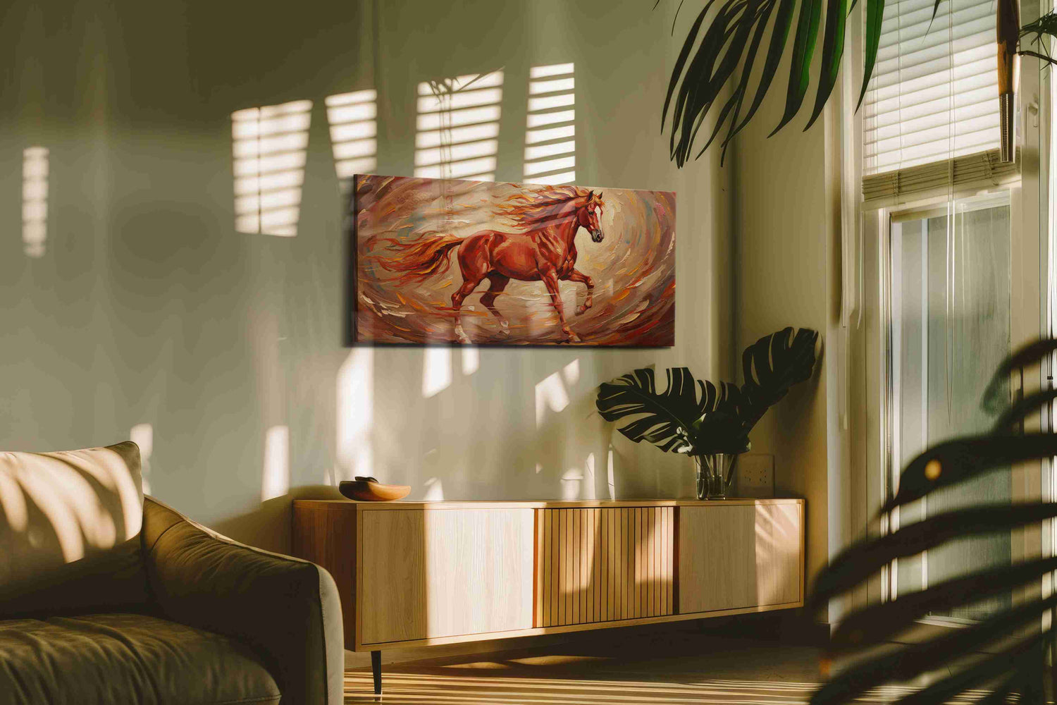 Flame-Hued Gallop – horses canvas wall art, gallery-wrapped, ready to hang