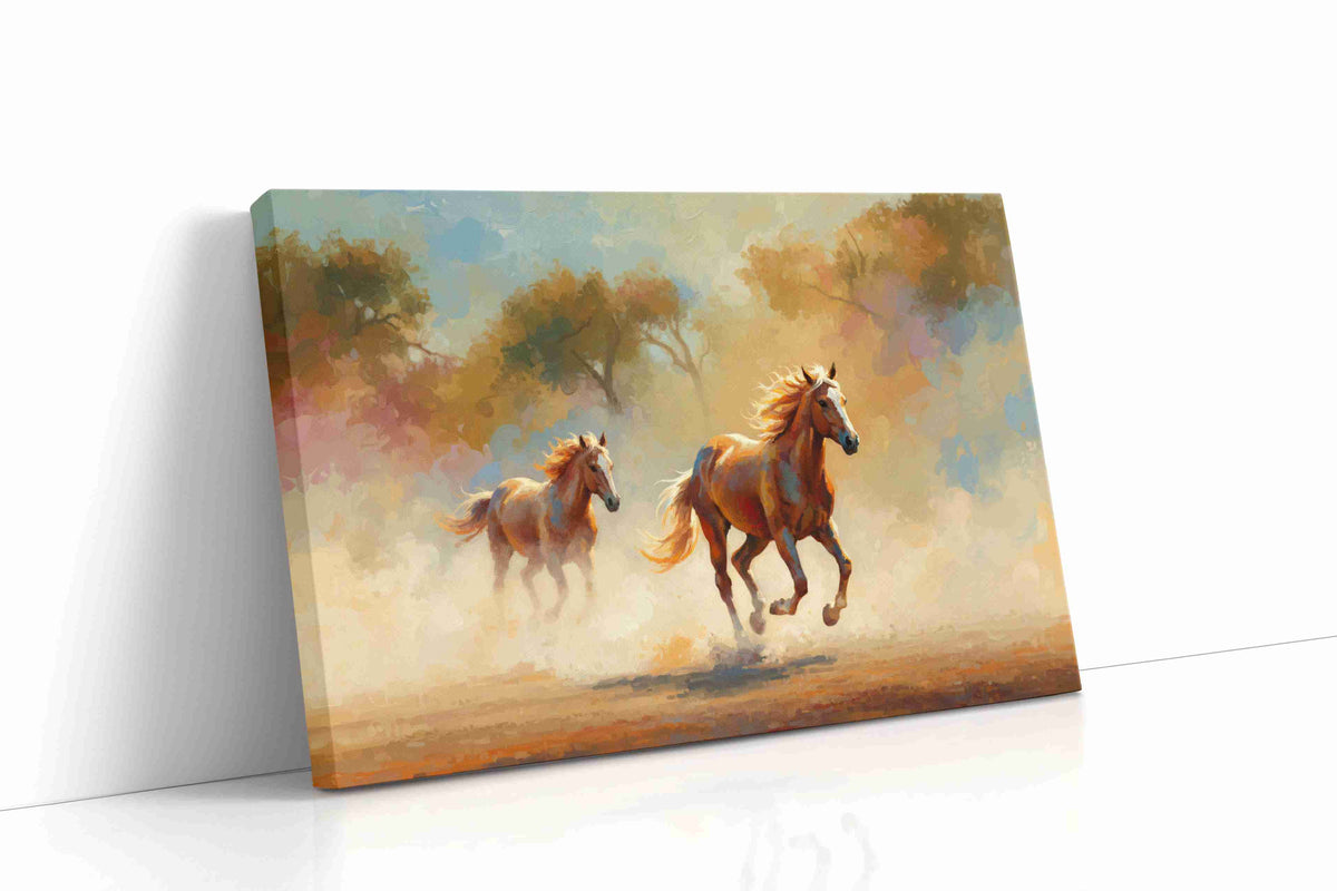 Gallop Through the Morning Mist horses canvas print gallery-wrapped landscape canvas studio shot