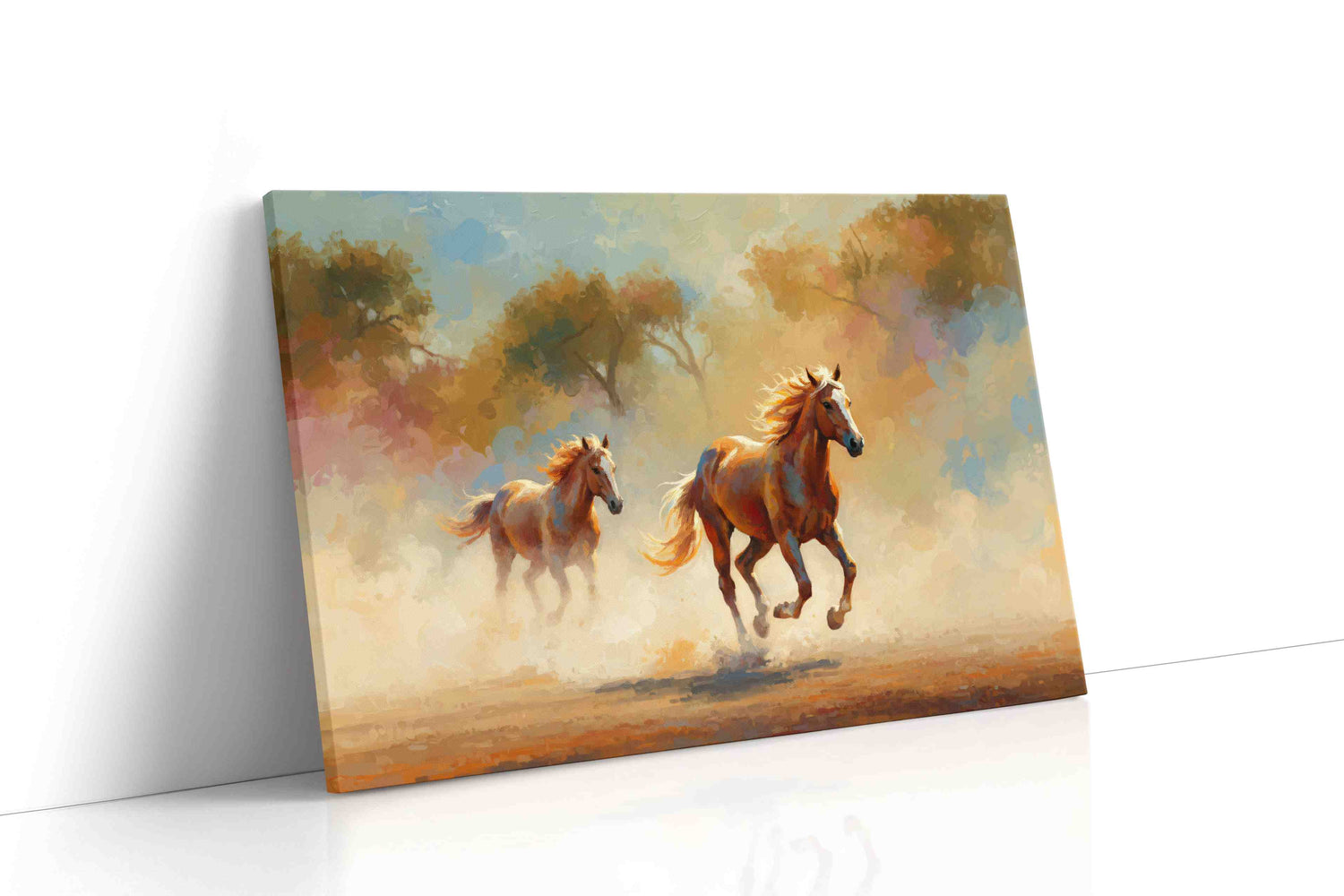 Gallop Through the Morning Mist horses canvas print, gallery-wrapped, ready to hang