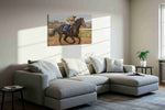 Gallop of Champions II horses canvas print, displayed in a living room