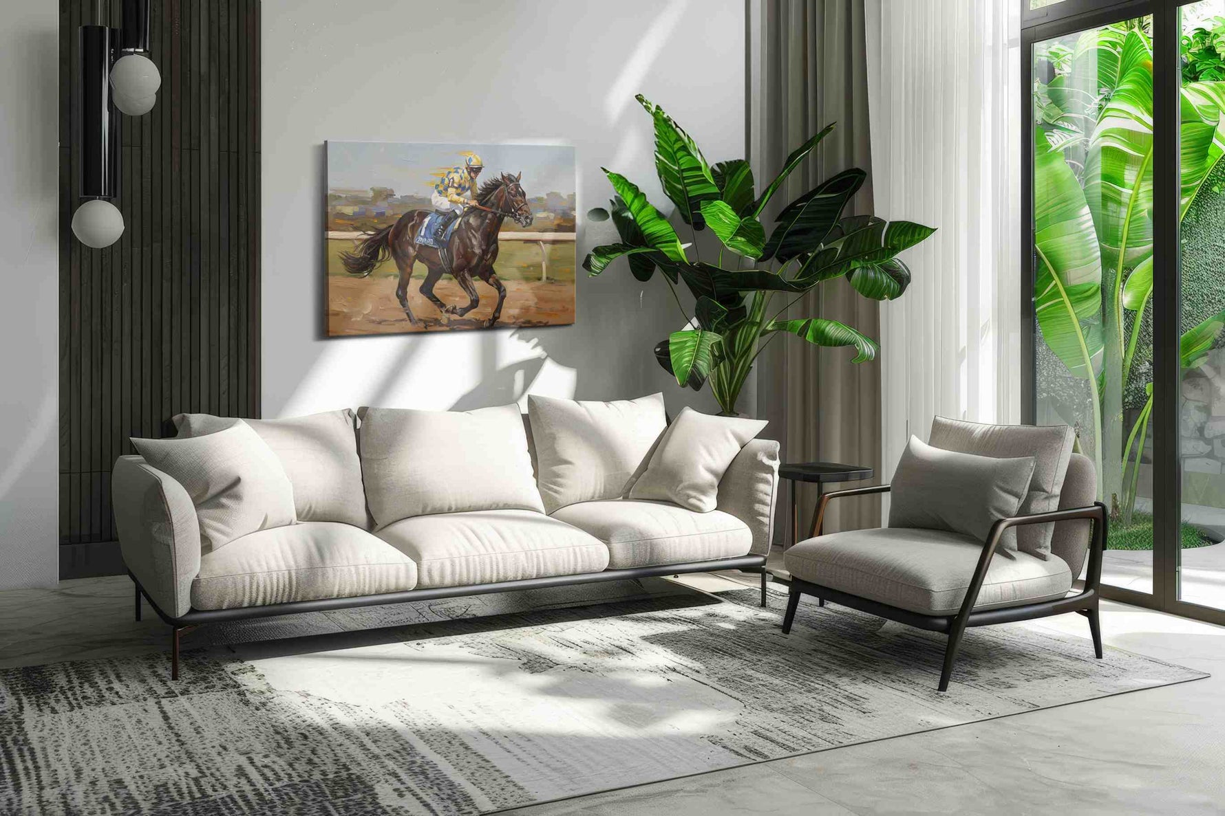 Gallop of Champions II horses canvas print in a modern interior mockup