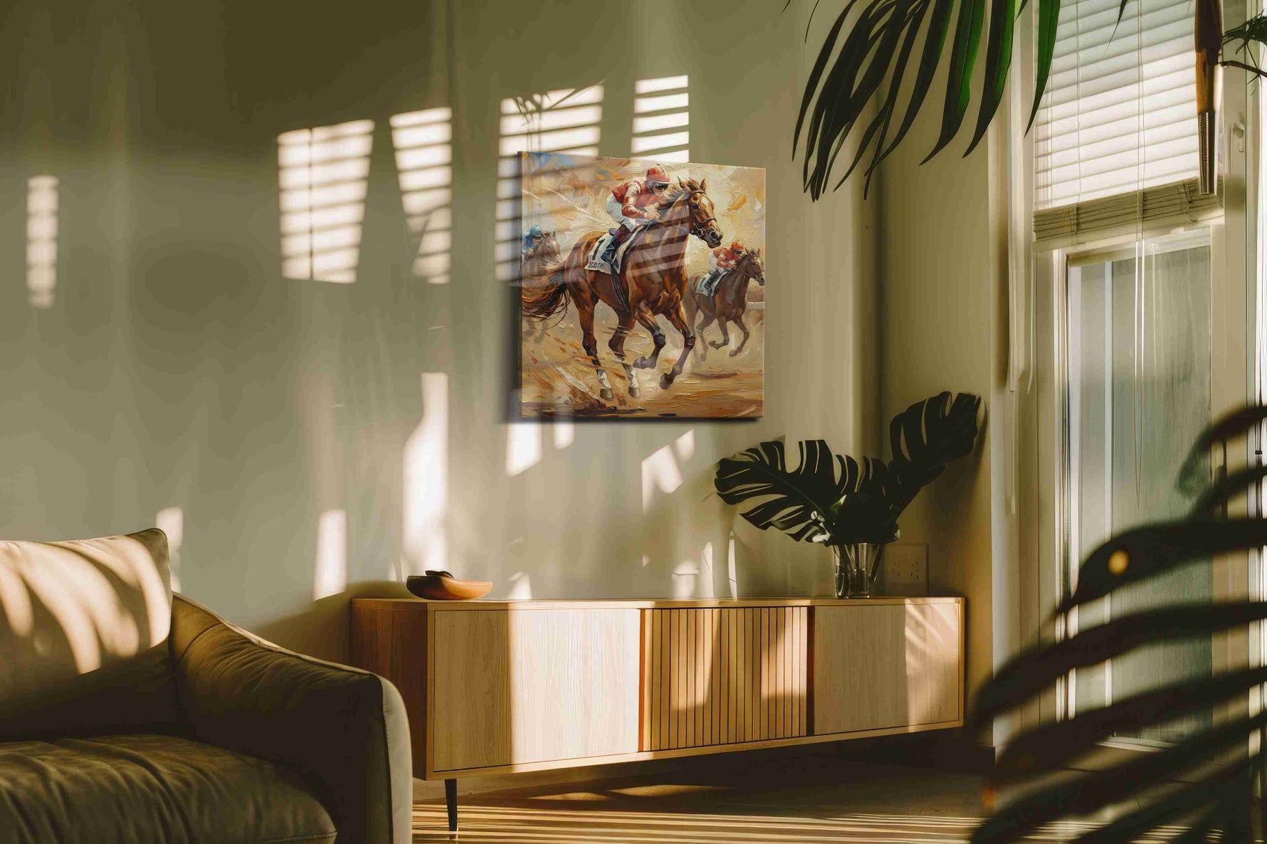 Gallop of Champions III horses canvas print, on wall, lifestyle preview