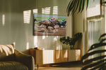 Gallop of Champions IV horses canvas print, on wall, lifestyle preview