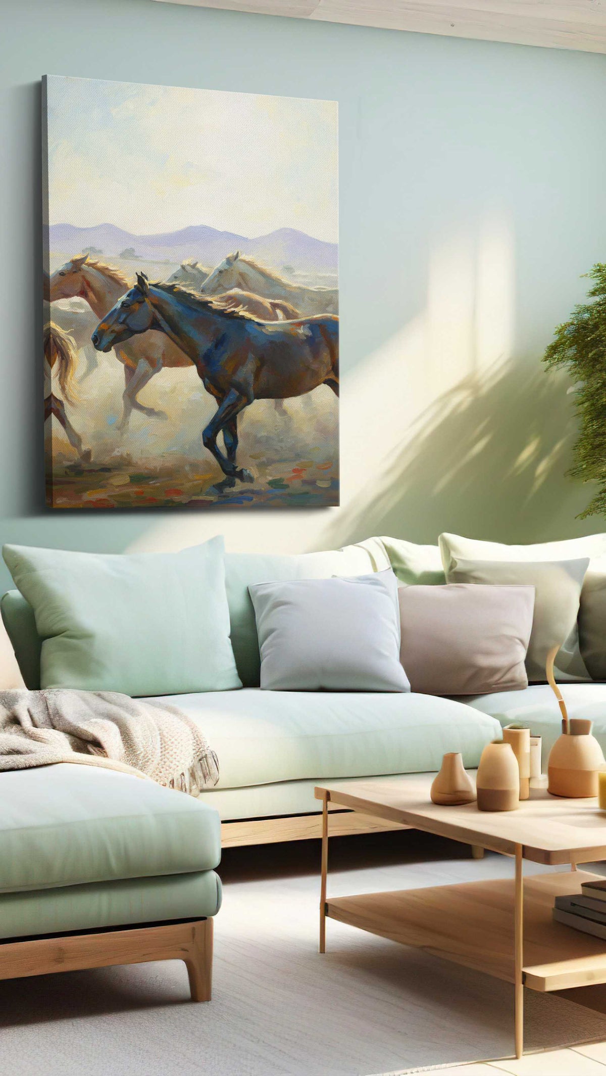 Gallop of Dawn – horses canvas wall art, gallery-wrapped, ready to hang