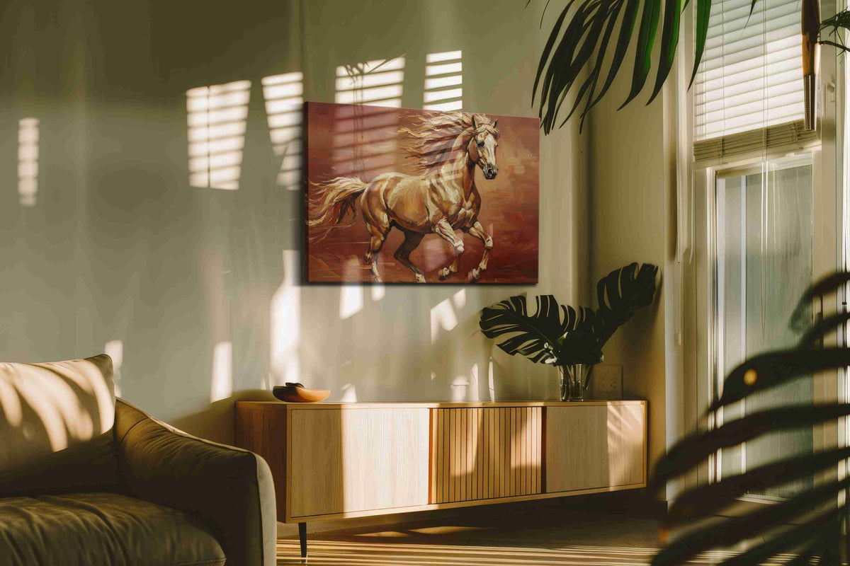 Gallop of Golden Freedom – horses canvas wall art, gallery-wrapped, ready to hang