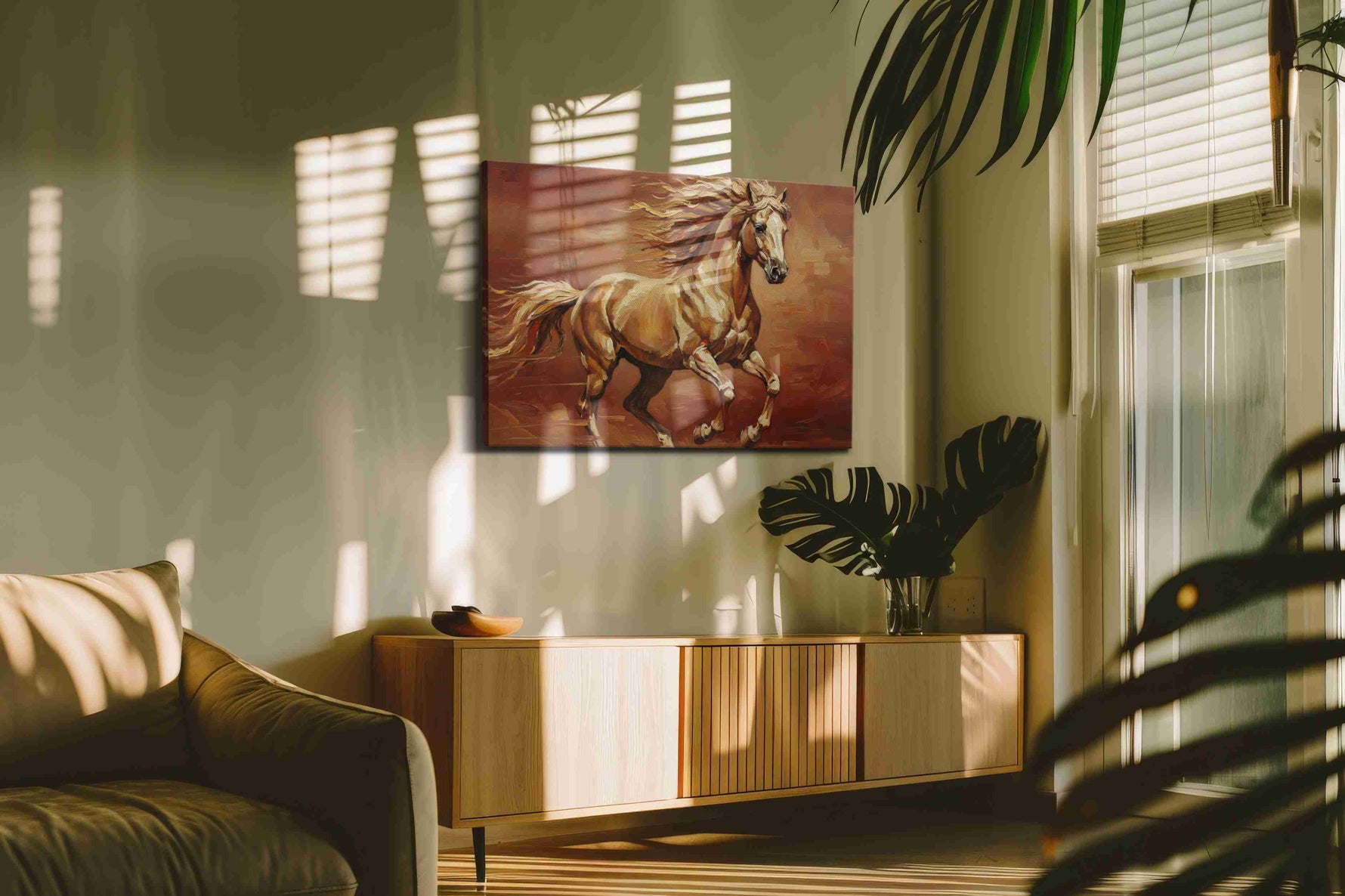 Gallop of Golden Freedom – horses canvas wall art, gallery-wrapped, ready to hang