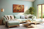 Gallop of Golden Freedom horses canvas print, hanging on wall