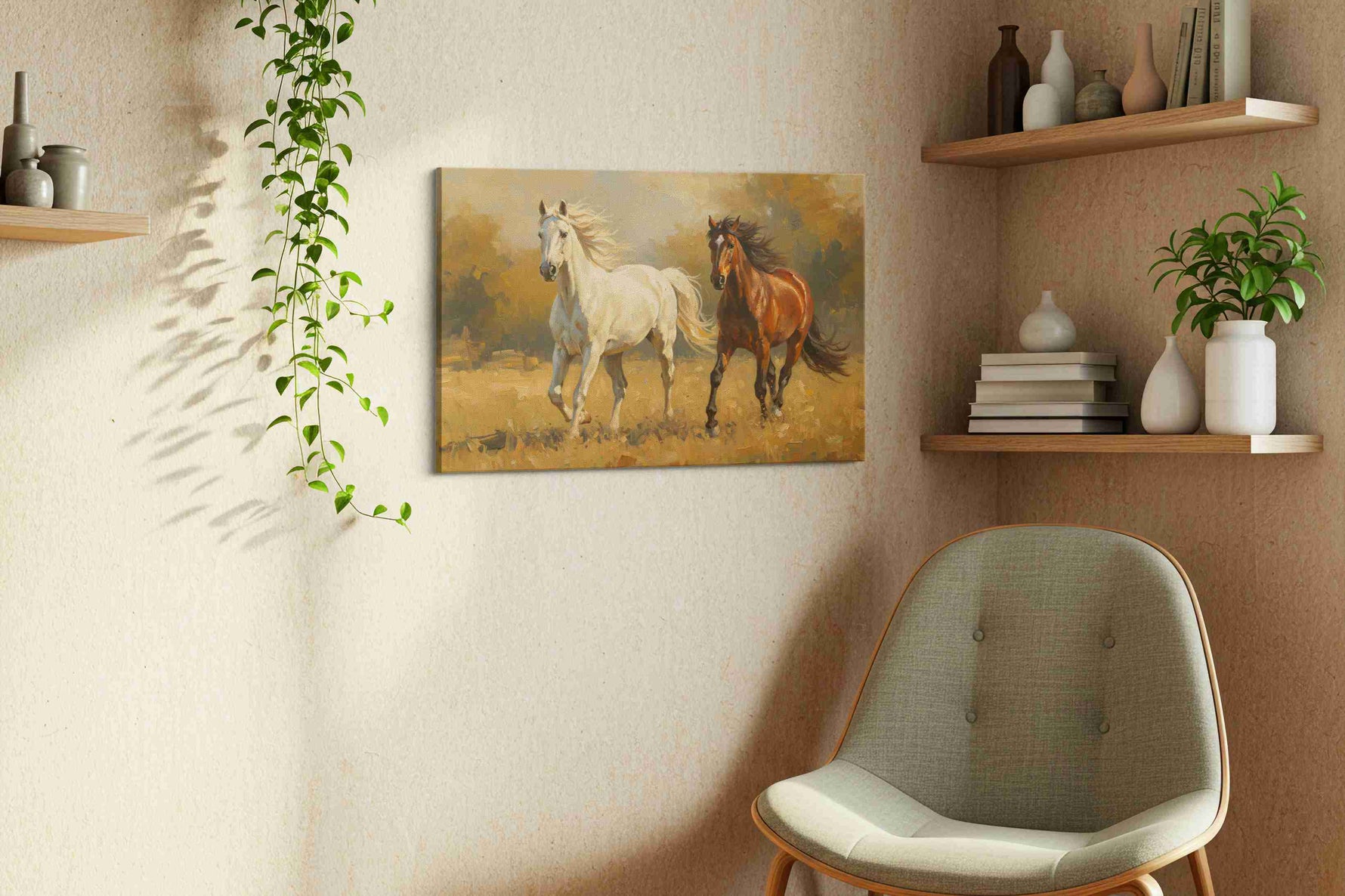 Gallop of Grace and Strength horses canvas print, hanging on wall — view 2