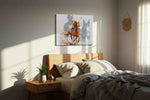Gallop of Shadows horses canvas print, displayed in a bedroom