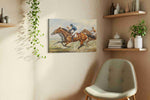 Gallop of Triumph II horses canvas print in a living room scene